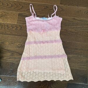 Pink Tiger Mist Crochet Dress